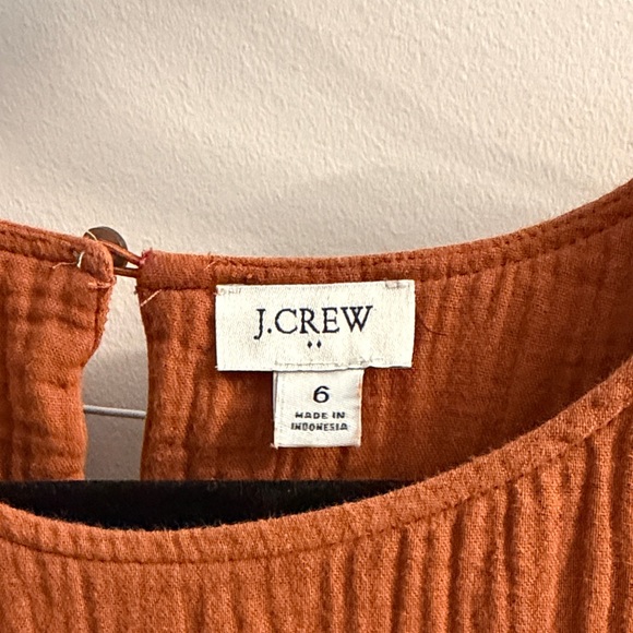 J. Crew size M Rust Ruffle gauze  Dress - Picture 2 of 4